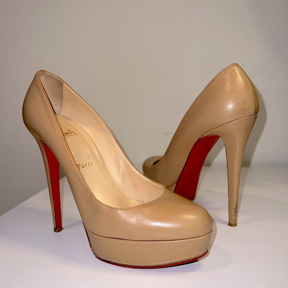 Christian Louboutin Camel Leather Bianca Platform Pumps